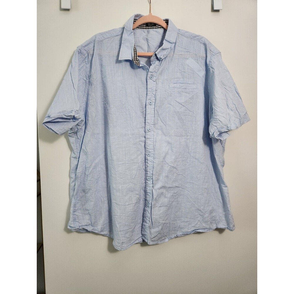 Coofandy Mens Sz 3XL 100% Cotton Light Blue Button Down Shirt Casual Lightweight
